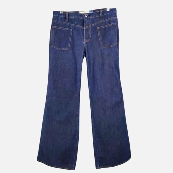 GAP Flare Jeans Women's 10 R Blue Denim Wide Leg, square pockets NWOT - Picture 1 of 8